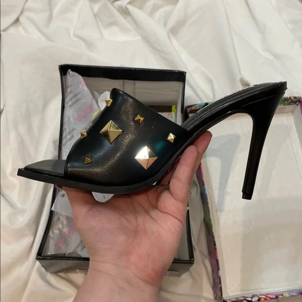 •CAPE ROBBIN• “Popo” Slip-On Square Open Toe High Heel Mules - Black // NIB - Picture 6 of 15